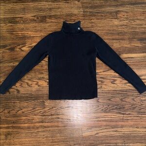 Lauren Ralph Lauren Black Turtleneck Ribbed Cotton Sweater XS